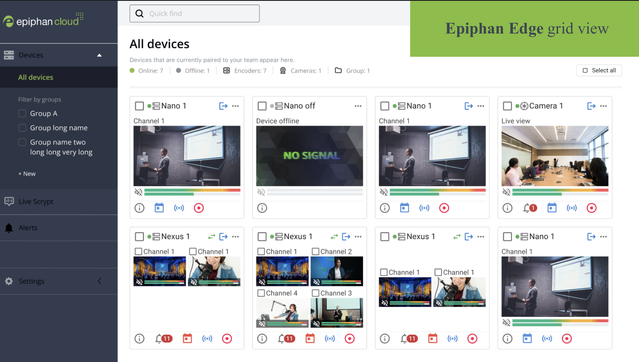 Epiphan edge grid view